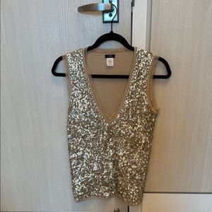 Gold Sequin V-Neck Tank Top